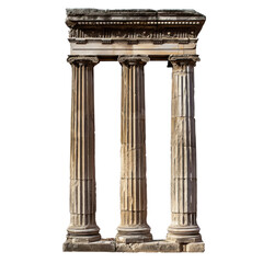 Classic antique marble column. white doric column. ancient greek pillar. isolated on white background or transparent background