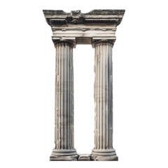 Fototapeta premium Classic antique marble column. white doric column. ancient greek pillar. isolated on white background or transparent background