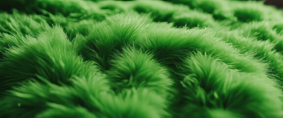 green fur texture top view. green sheepskin background. Fur pattern. Texture of green shaggy