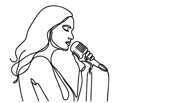 singer singing, black line art, white background clip art preview