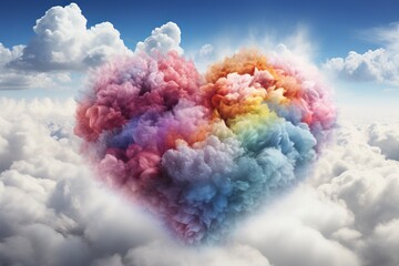 A bright, whirling heart of clouds, shimmering with multicolored colors of love