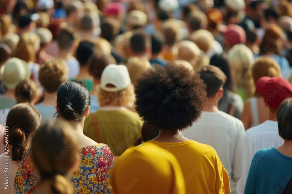 Aufkleber A large group of people standing together in a crowd. Suitable for various applications