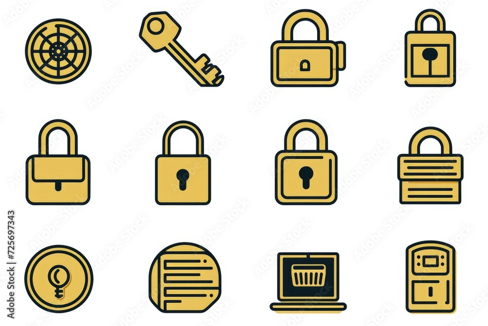 Aufkleber a collection of various types of padlocks, perfect for security and protection. ideal for illustrati