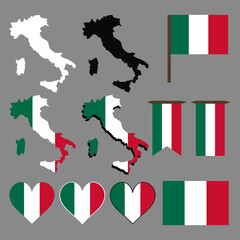 Obraz premium Italy. Map and flag of Italy. Vector illustration. 