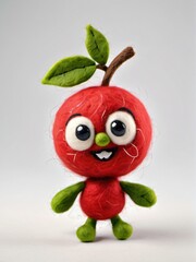 Photo Of A Needle-Felted Cartoon Mayhaw Character Isolated On A White Background