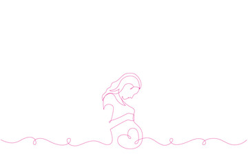 pregnant woman in one continuous line drawing. Concept for Happy mother day. doodle vector illustration