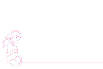 pregnant woman in one continuous line drawing. Concept for Happy mother day. doodle vector illustration