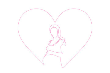 pregnant woman in one continuous line drawing. Concept for Happy mother day. doodle vector illustration