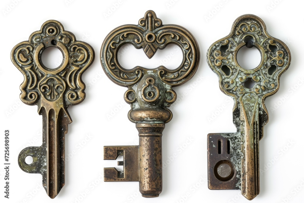 Aufkleber three antique keys arranged together, representing vintage charm and mystery. perfect for adding a t