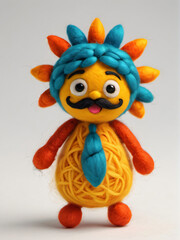 Obraz premium Photo Of A Needle-Felted Cartoon Sunki Character Isolated On A White Background