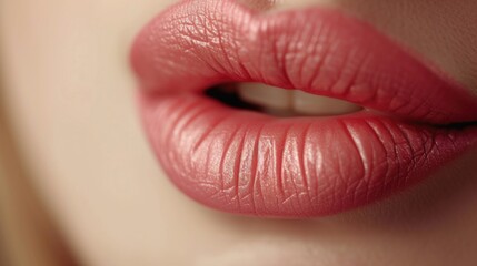 Fototapeta premium A close up of a woman's lips with vibrant red lipstick. Perfect for beauty and makeup related projects