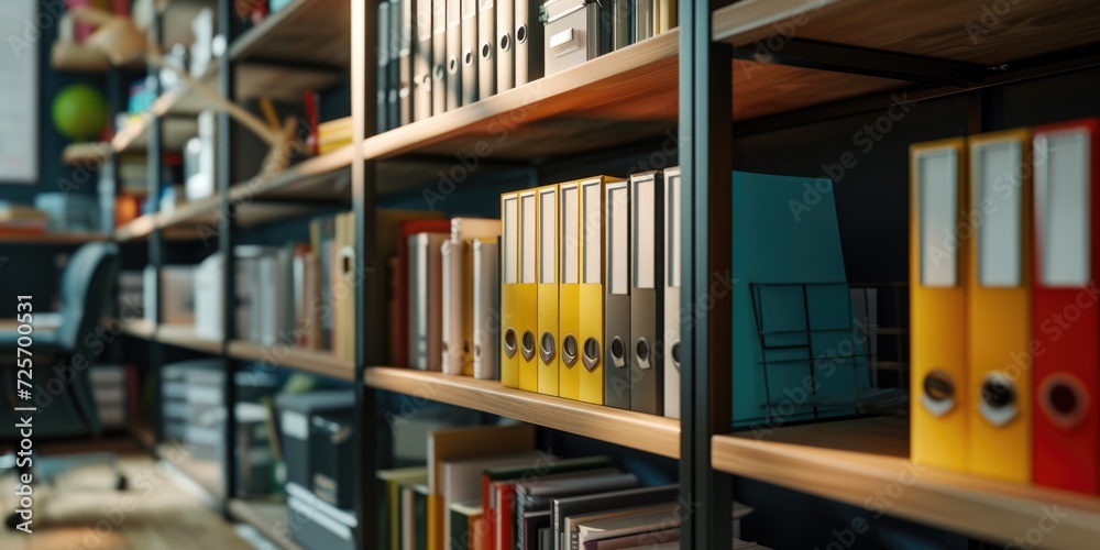 Poster a bookshelf filled with a wide selection of books. perfect for educational, literary, or library-the