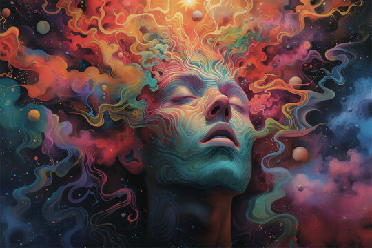Embark on a surreal journey through a psychedelic dream, capturing the vibrant essence inspired by LSD and DMT.