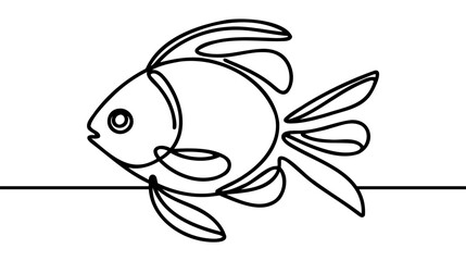 Fish in continuous line art drawing style. Minimalist black linear sketch on white background. Vector illustration