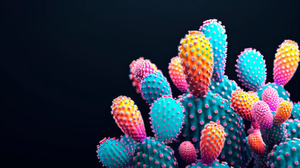 cactus multicolor 3D abstract black background
