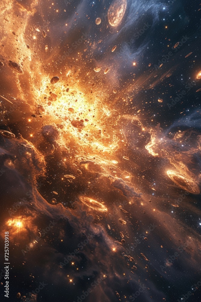Poster A captivating image of a space scene filled with shining stars. Perfect for illustrating the vastness and beauty of the universe. Ideal for use in science fiction projects or educational materials