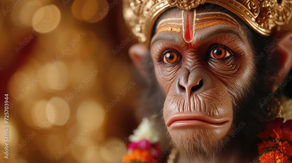 Aufkleber A close up photograph of a monkey wearing a crown. This unique image can be used to add a touch of whimsy and royalty to various creative projects