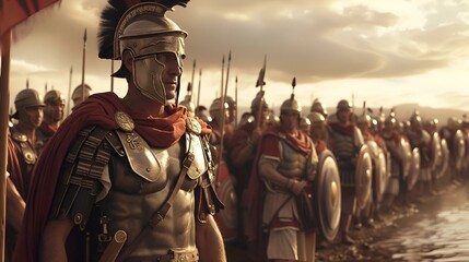 AI generated illustration of warriors standing in formation for a military parade