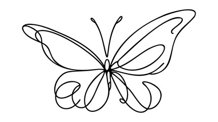 Butterfly in One continuous line drawing.