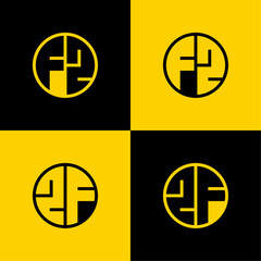 Simple FZ and ZF Letters Circle Logo Set, suitable for business with FZ and ZF initials