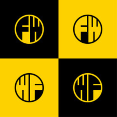 Simple FW and WF Letters Circle Logo Set, suitable for business with FW and WF initials