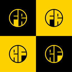 Simple FR and RF Letters Circle Logo Set, suitable for business with FR and RF initials