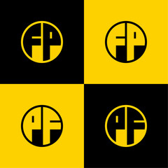 Simple FP and PF Letters Circle Logo Set, suitable for business with FP and PF initials
