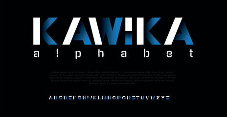 Kawika Modern abstract digital alphabet font. Minimal technology typography, Creative urban sport fashion futuristic font and with numbers. vector illustration