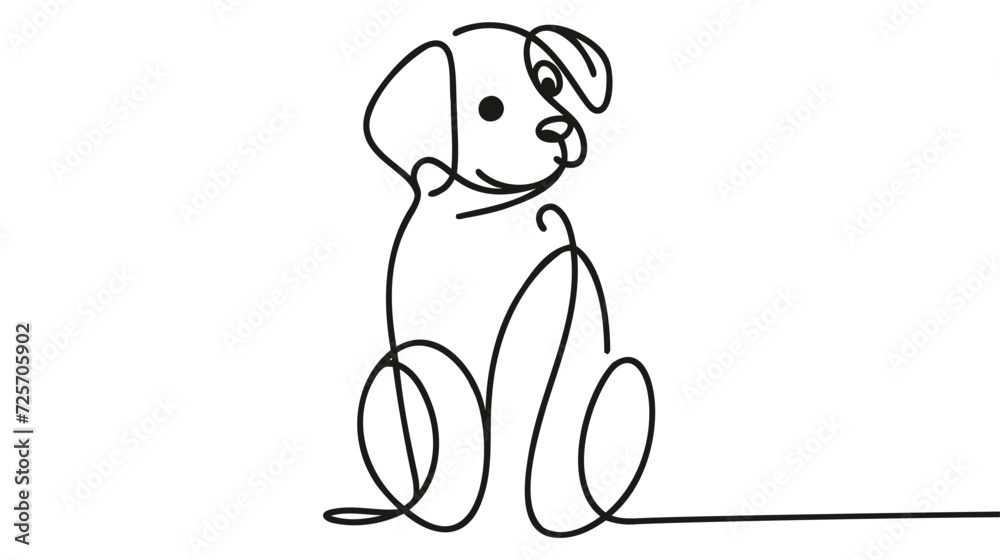 Wall mural running dog in continuous line art drawing style. minimalist black linear sketch isolated on white b