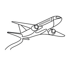 Airplane Continuous Single Line art Vectors and Illustrations design.
