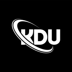 KDU logo. KDU letter. KDU letter logo design. Initials KDU logo linked with circle and uppercase monogram logo. KDU typography for technology, business and real estate brand.