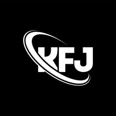 KFJ logo. KFJ letter. KFJ letter logo design. Initials KFJ logo linked with circle and uppercase monogram logo. KFJ typography for technology, business and real estate brand.