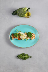 Grilled turkey with cauliflower and broccoli, a healthy and appetizing meal, perfect for food blogs...