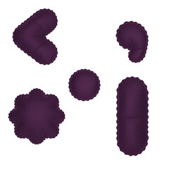 3D deep wine purple color helium balloon 5 symbols pack