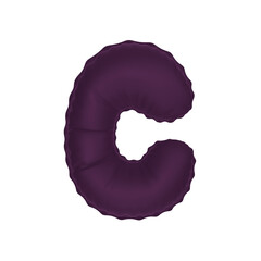 3D deep wine purple color helium balloon letter C