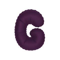 3D deep wine purple color helium balloon letter G