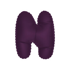 3D deep wine purple color helium balloon letter N