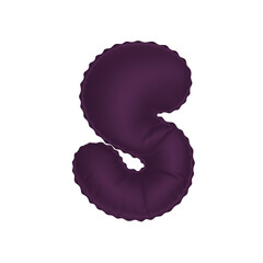3D deep wine purple color helium balloon letter S