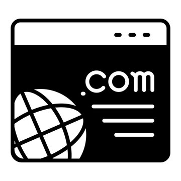The domain com concept, dot-com or web site address vector icon design, Web design and Development symbol, user interface or graphic sign, website engineering stock illustration
