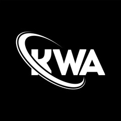 KWA logo. KWA letter. KWA letter logo design. Initials KWA logo linked with circle and uppercase monogram logo. KWA typography for technology, business and real estate brand. - obrazy, fototapety, plakaty