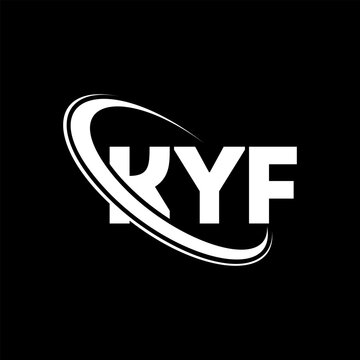 KYF logo. KYF letter. KYF letter logo design. Initials KYF logo linked with circle and uppercase monogram logo. KYF typography for technology, business and real estate brand.