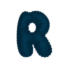 3D dark blue color helium balloon letter R