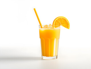 Isolated glass of fresh orange juice, a cold and sweet citrus beverage, perfect for a healthy and refreshing breakfast or anytime drink,Generative Ai