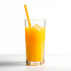 Isolated glass of fresh orange juice, a cold and sweet citrus beverage, perfect for a healthy and refreshing breakfast or anytime drink,Generative Ai