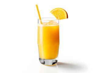Isolated glass of fresh orange juice, a cold and sweet citrus beverage, perfect for a healthy and refreshing breakfast or anytime drink,Generative Ai