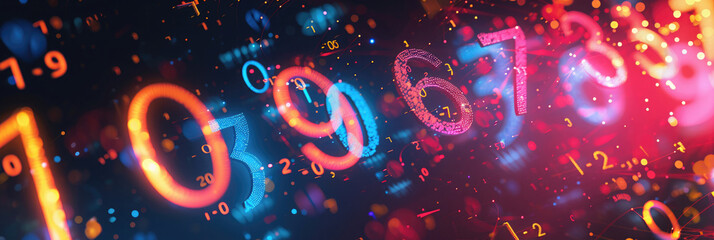 abstract texture with numbers and equations, multi-colored background - obrazy, fototapety, plakaty