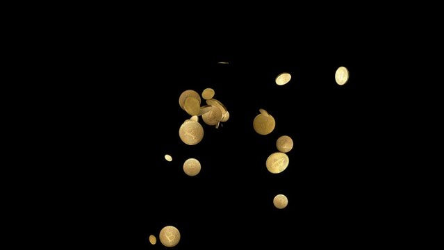 Amazing Bitcoin Footage Exploding from The Center. Outstanding Crypto Element  A Futuristic Currency In The Finance and Investment World