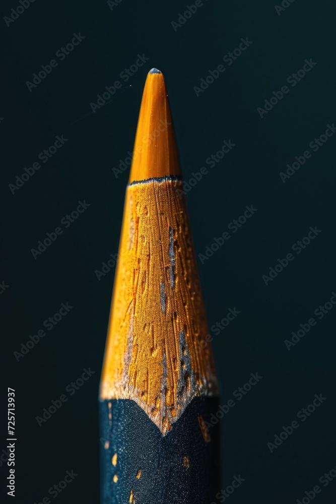 Poster A close-up view of a yellow and blue pencil. This image can be used for various purposes