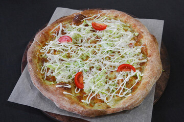 veggie pizza with vegetables and Peking cabbage