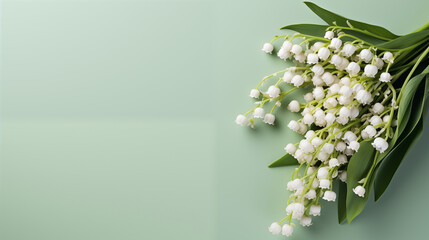 Kwiatowe zielone minimalistyczne tło na życzenia z okazji Dnia Kobiet, Dnia Matki, Dnia Babci,...